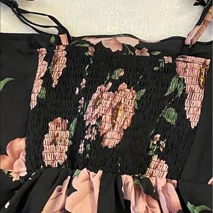 Black dress with pink flowers